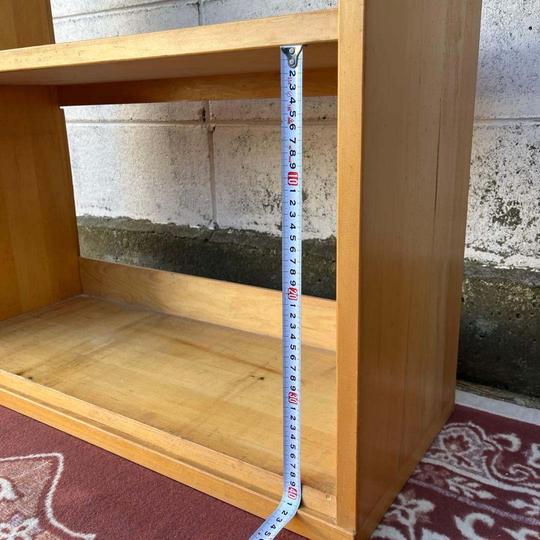 古家具ビンテージ品◾️木製無垢材 三段 ブックシェルフ 本棚 レコードラック