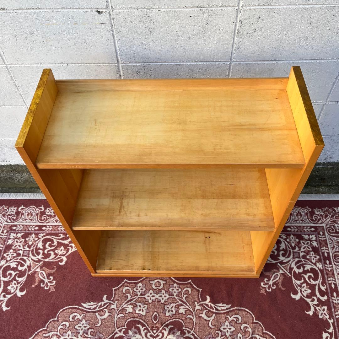 古家具ビンテージ品◾️木製無垢材 三段 ブックシェルフ 本棚 レコードラック