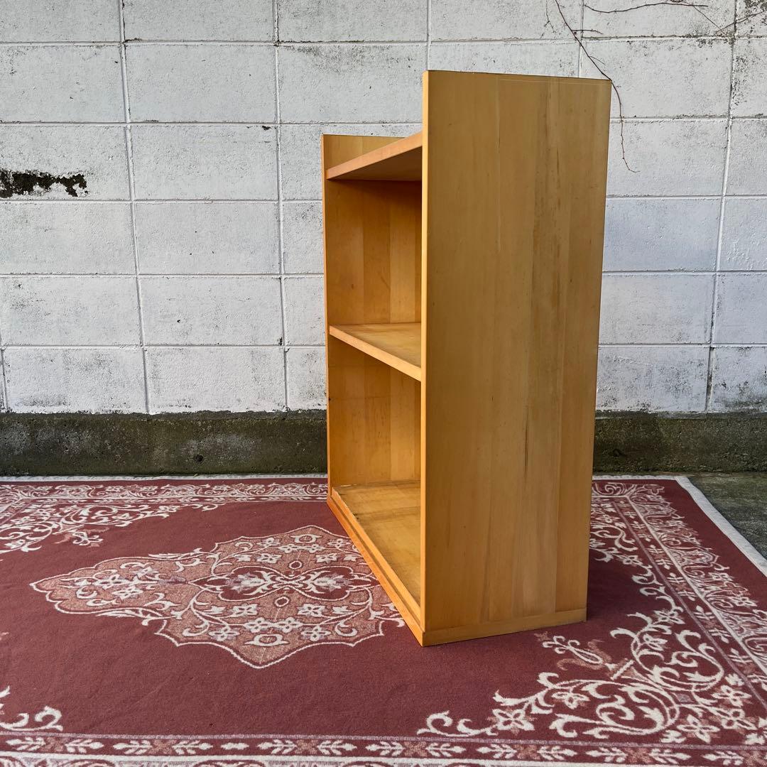 古家具ビンテージ品◾️木製無垢材 三段 ブックシェルフ 本棚 レコードラック