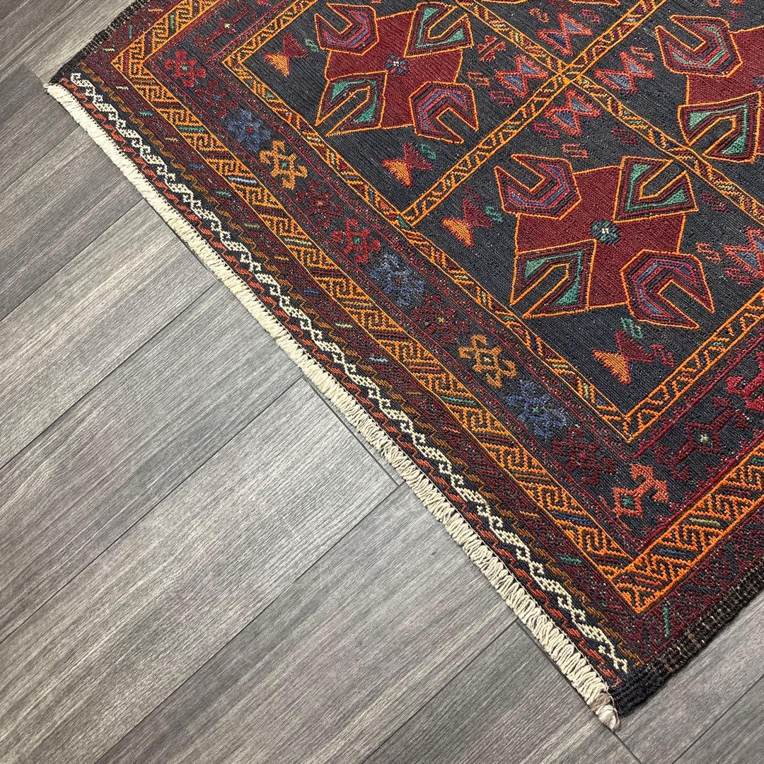 手織りキリムユニークデザインヴィンテージ ラグ118cmx191cm