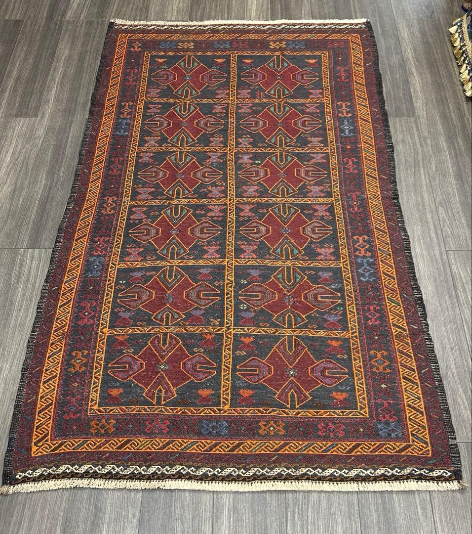 手織りキリムユニークデザインヴィンテージ ラグ118cmx191cm