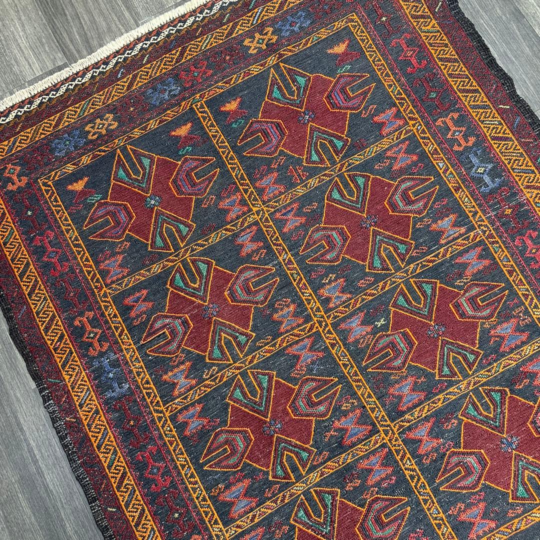 手織りキリムユニークデザインヴィンテージ ラグ118cmx191cm