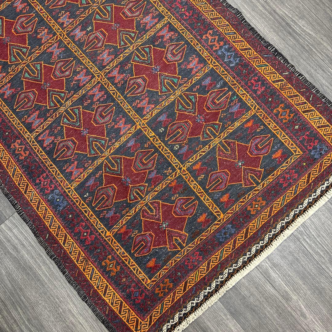 手織りキリムユニークデザインヴィンテージ ラグ118cmx191cm