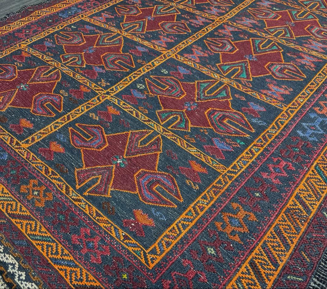 手織りキリムユニークデザインヴィンテージ ラグ118cmx191cm