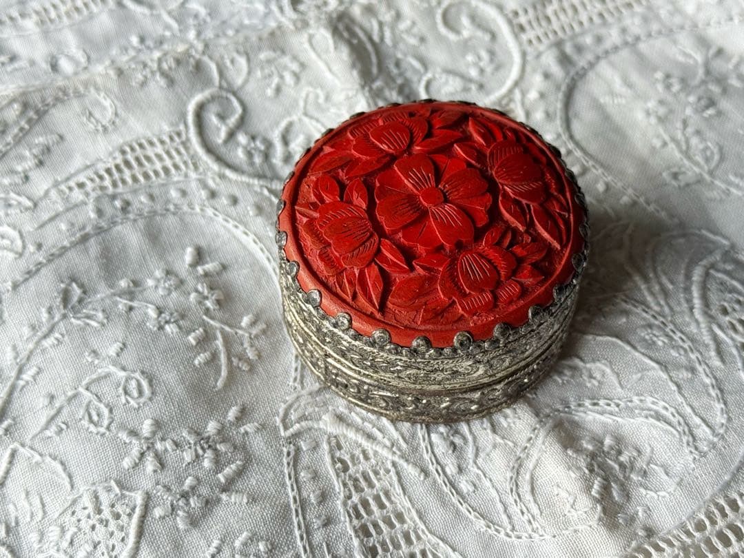 超希少 北京製 コンパクトケース コンパクトミラー ピルケース 中国美術 小物入