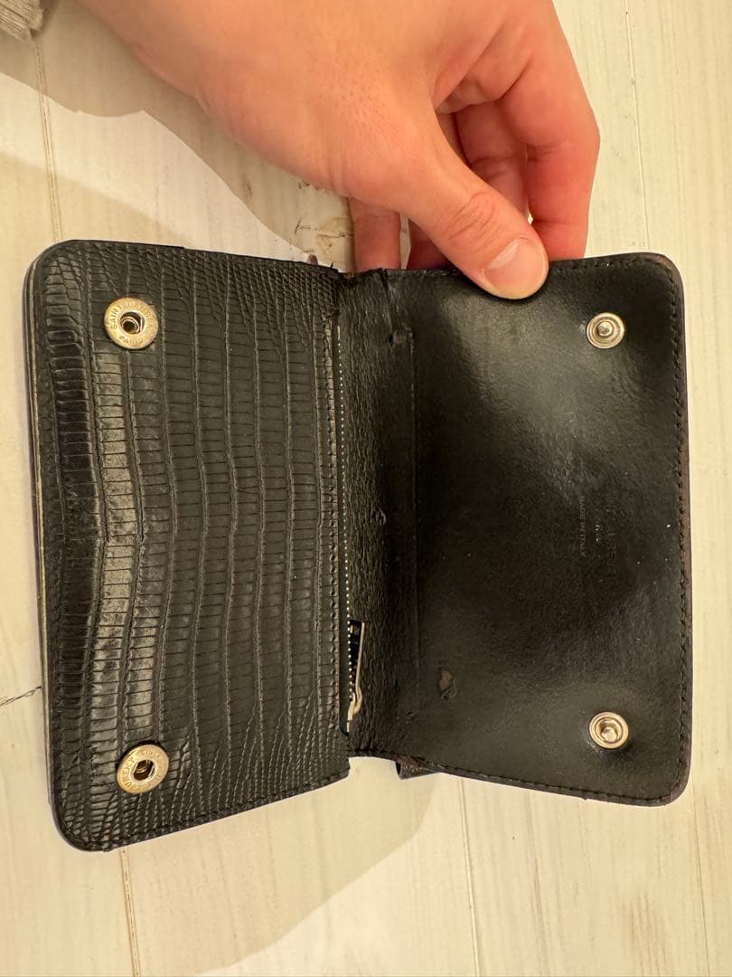 SAINT LAURENT クロコダイル型押し ウォレットチェーン付き