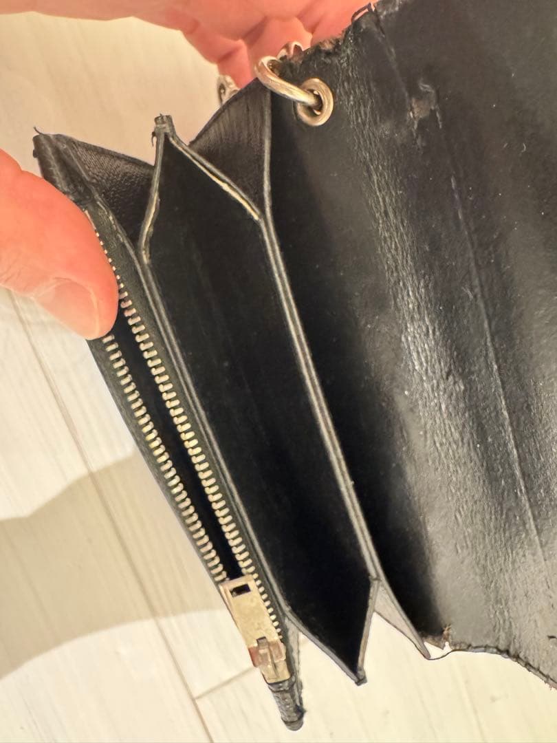 SAINT LAURENT クロコダイル型押し ウォレットチェーン付き