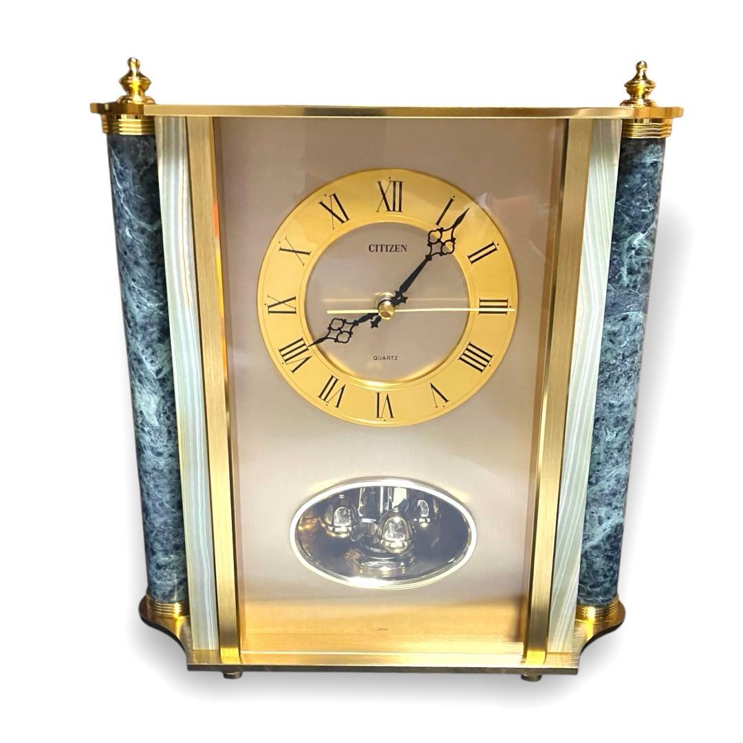 希少✨CITIZEN シチズン 大理石 高級 置き時計 4RG490 オニックス