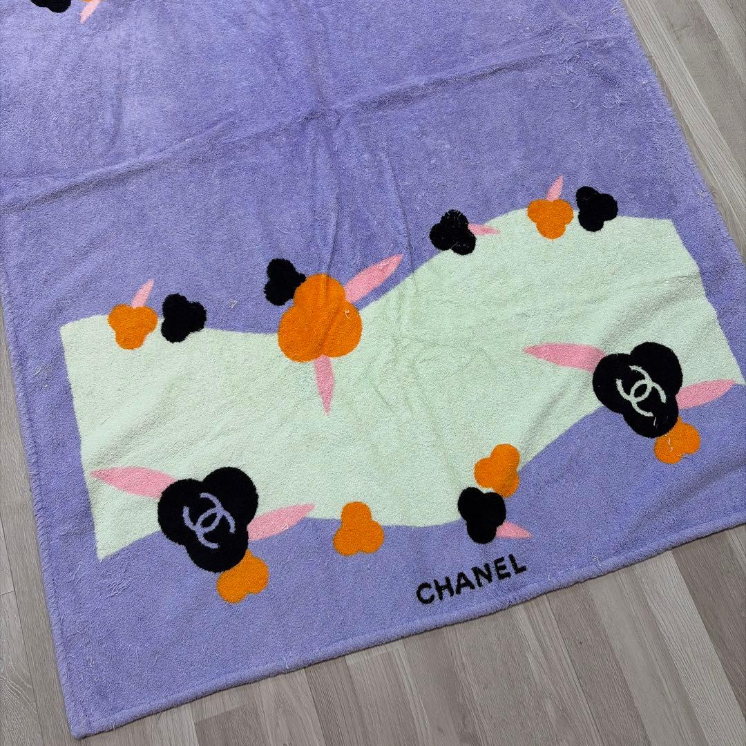 CHANEL ヴィンテージ タオルケット ラベンダー カメリア ココマーク