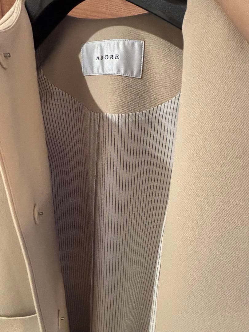 ADORE アドーアコート　ノーカラー／クリームベージュ　サイズ36