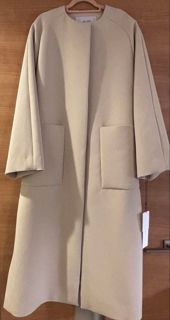 ADORE アドーアコート　ノーカラー／クリームベージュ　サイズ36