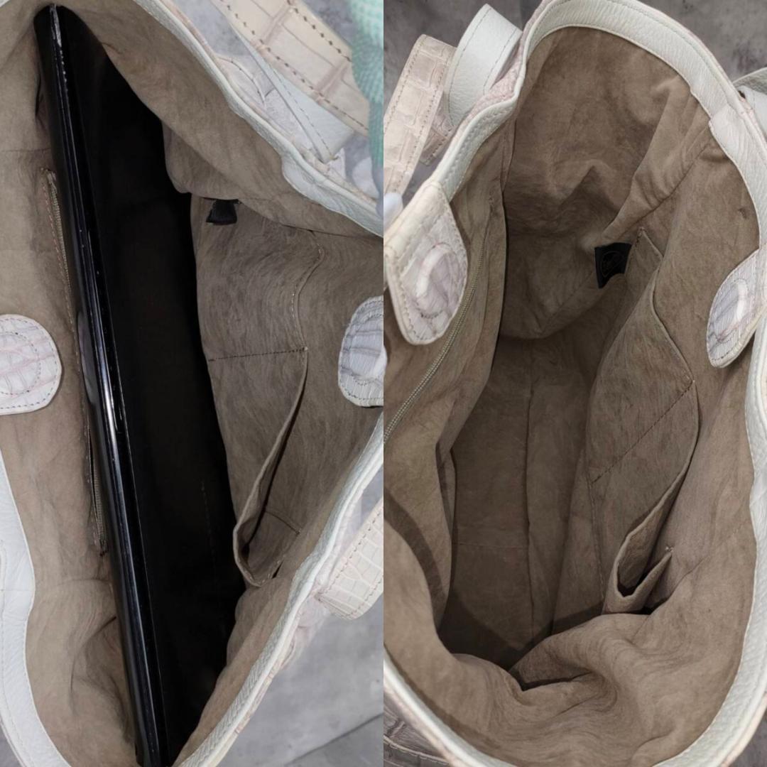 未使用級 ヒマラヤクロコダイル ポロサス 白 トートバッグ A4 リアル JRA