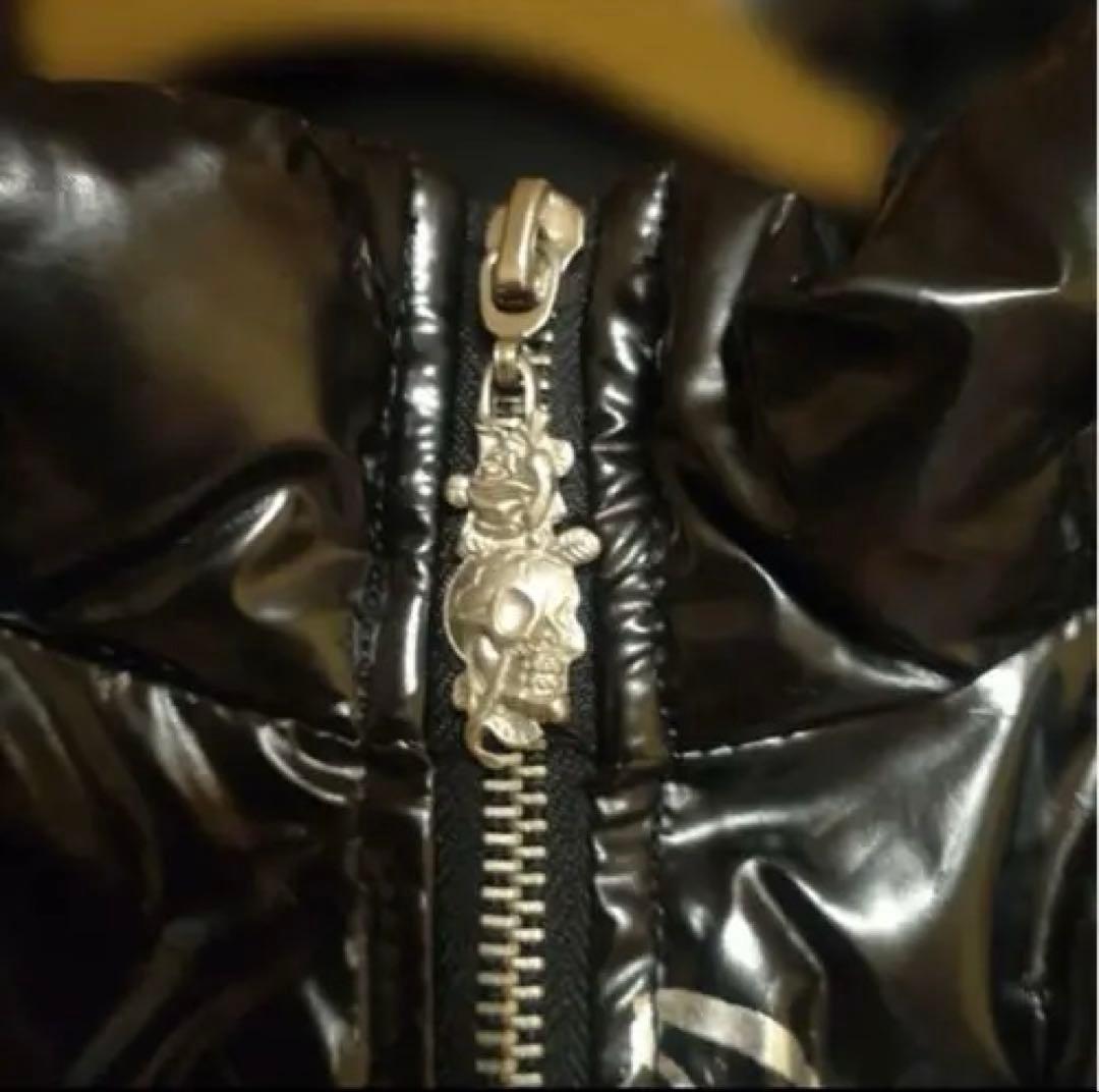 エド・ハーディーダウンジャケットSサイズ光沢黒