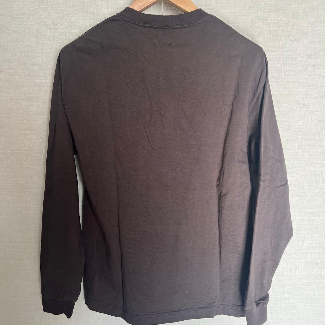 シオタ　スビンコットン10/-度詰吊り天竺ポケット付きロンT(GRAY)