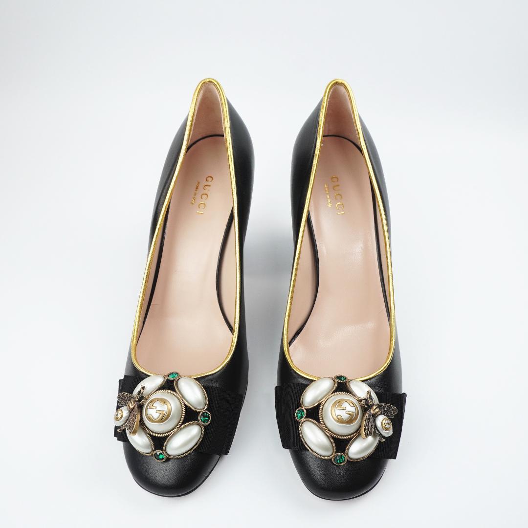 24cm レア Gucci パンプス IT38 パール BEE　新品保存品