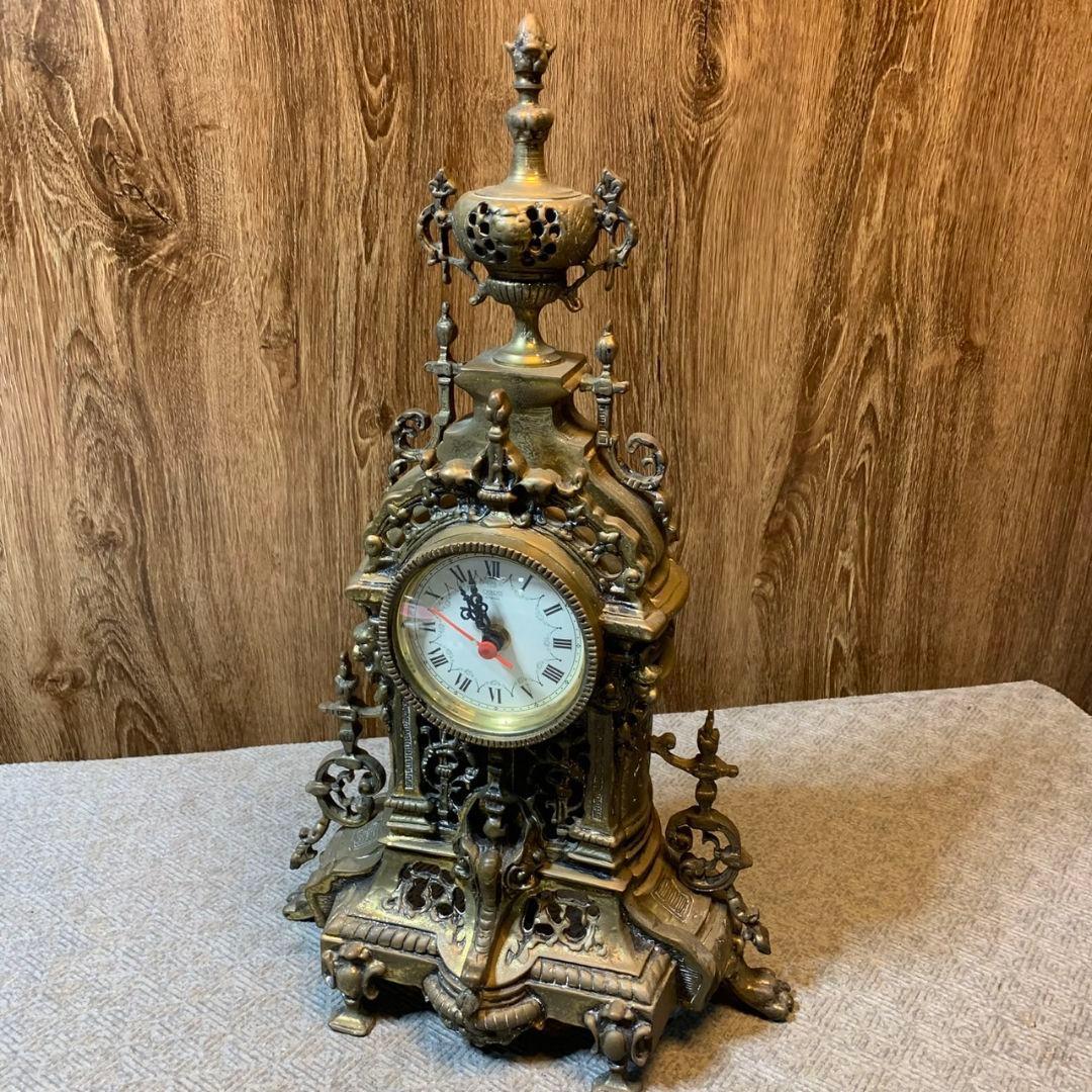 I468R クオーツ 置き時計 アンティーク 真鍮 クラシック