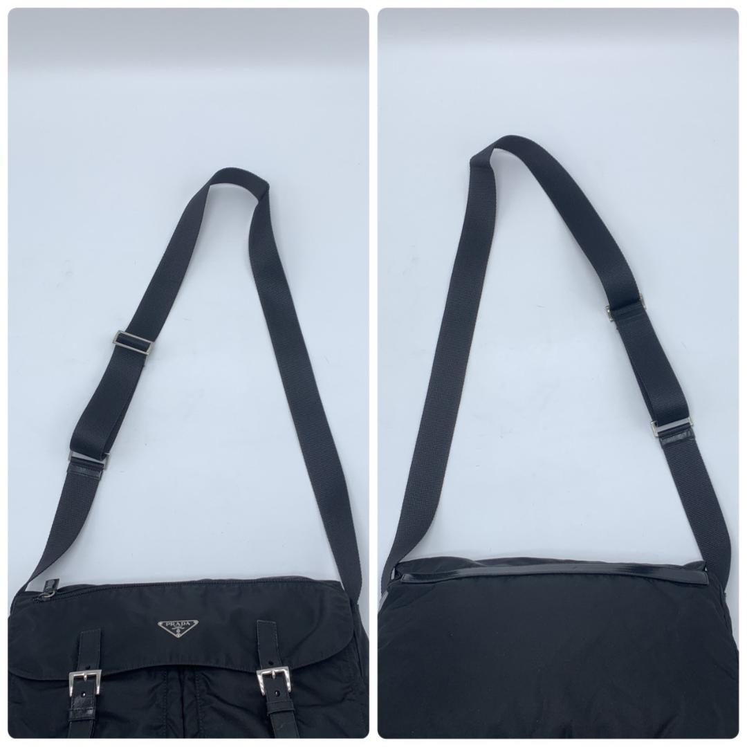 プラダ テスートナイロン レザー メッセンジャー ショルダーバッグ A4収納可能