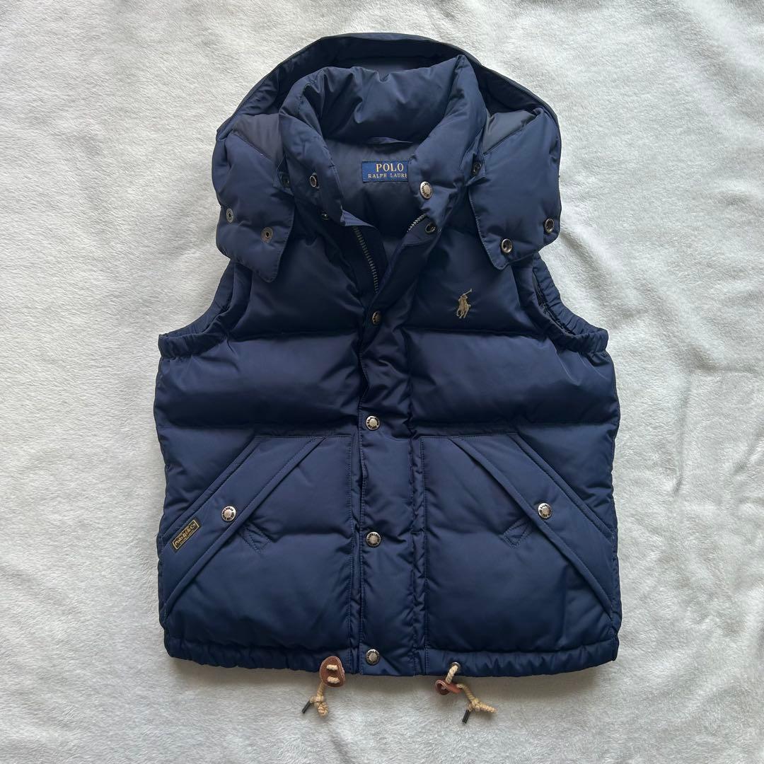 ポロラルフローレン　ダウンベスト　フードつき　ネイビー　ユニセックス　定番