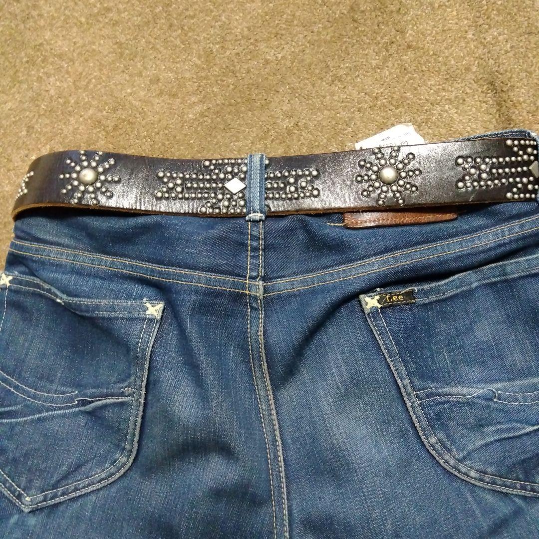 34inch HTC 茶芯 ネイティブ レザースタッズベルト ブラック