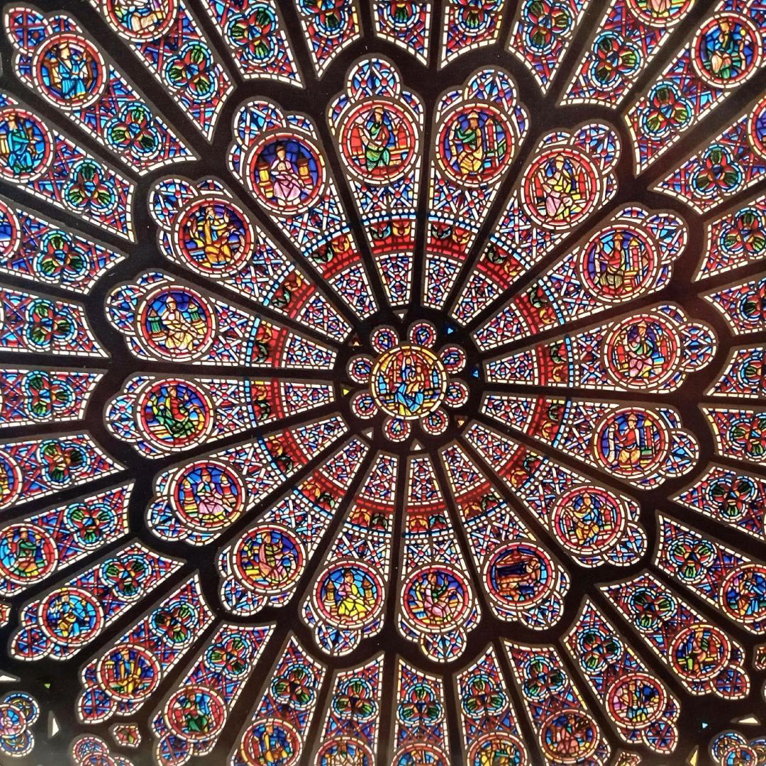 大判ノートルダム大聖堂(パリ)ステンドグラス 北のバラ窓 グラスマスターズr72