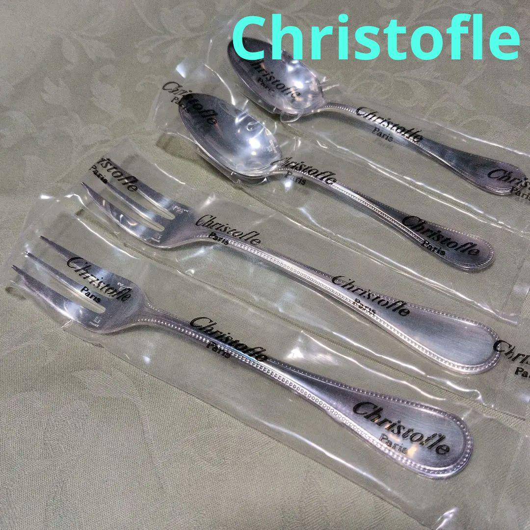 クリストフル シルバープレート パール スプーン フォーク 新品未開封 専用袋入