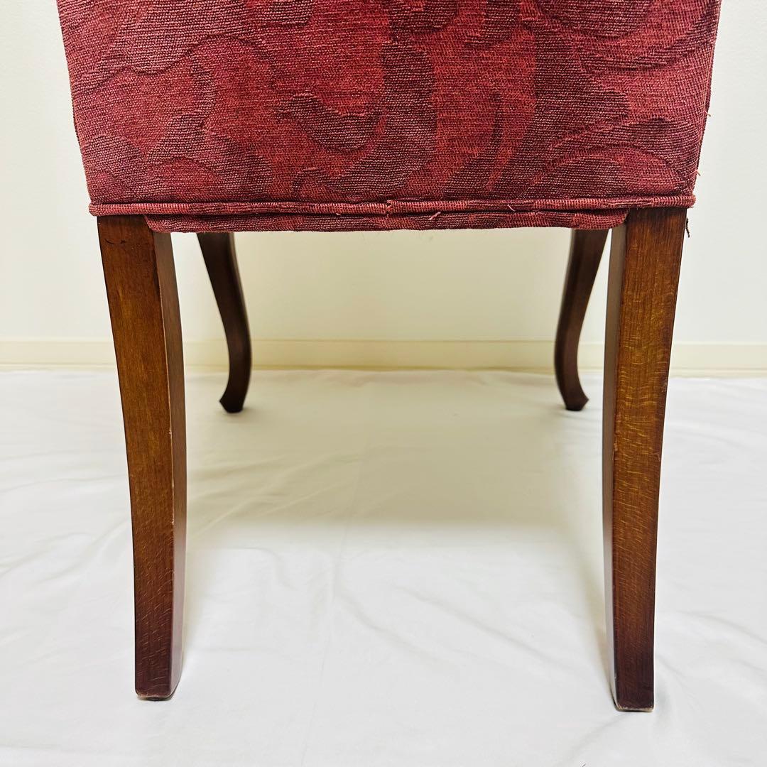 ダイニングチェア 高級感 アンティーク調 赤 ファブリック 猫脚デザイン