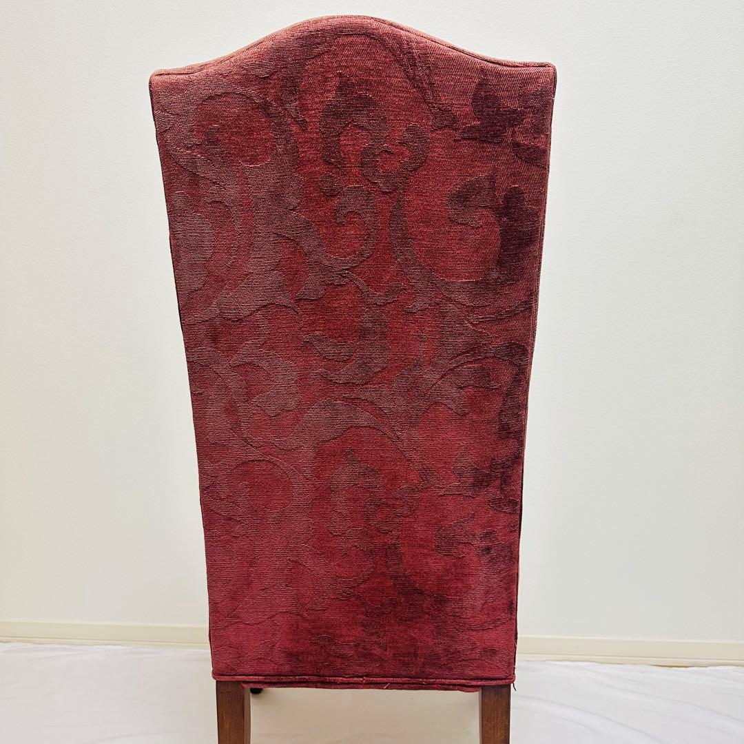 ダイニングチェア 高級感 アンティーク調 赤 ファブリック 猫脚デザイン