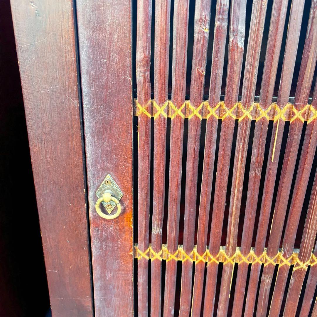 【和モダン】バンブー キャビネット 収納家具 ダークブラウン 竹製 インテリア