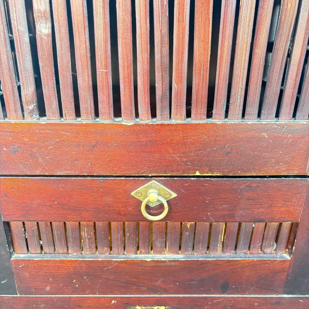 【和モダン】バンブー キャビネット 収納家具 ダークブラウン 竹製 インテリア