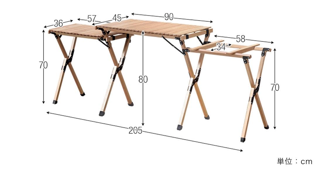 ほぼ新品　折りたたみ式木製アウトドアキッチンテーブル