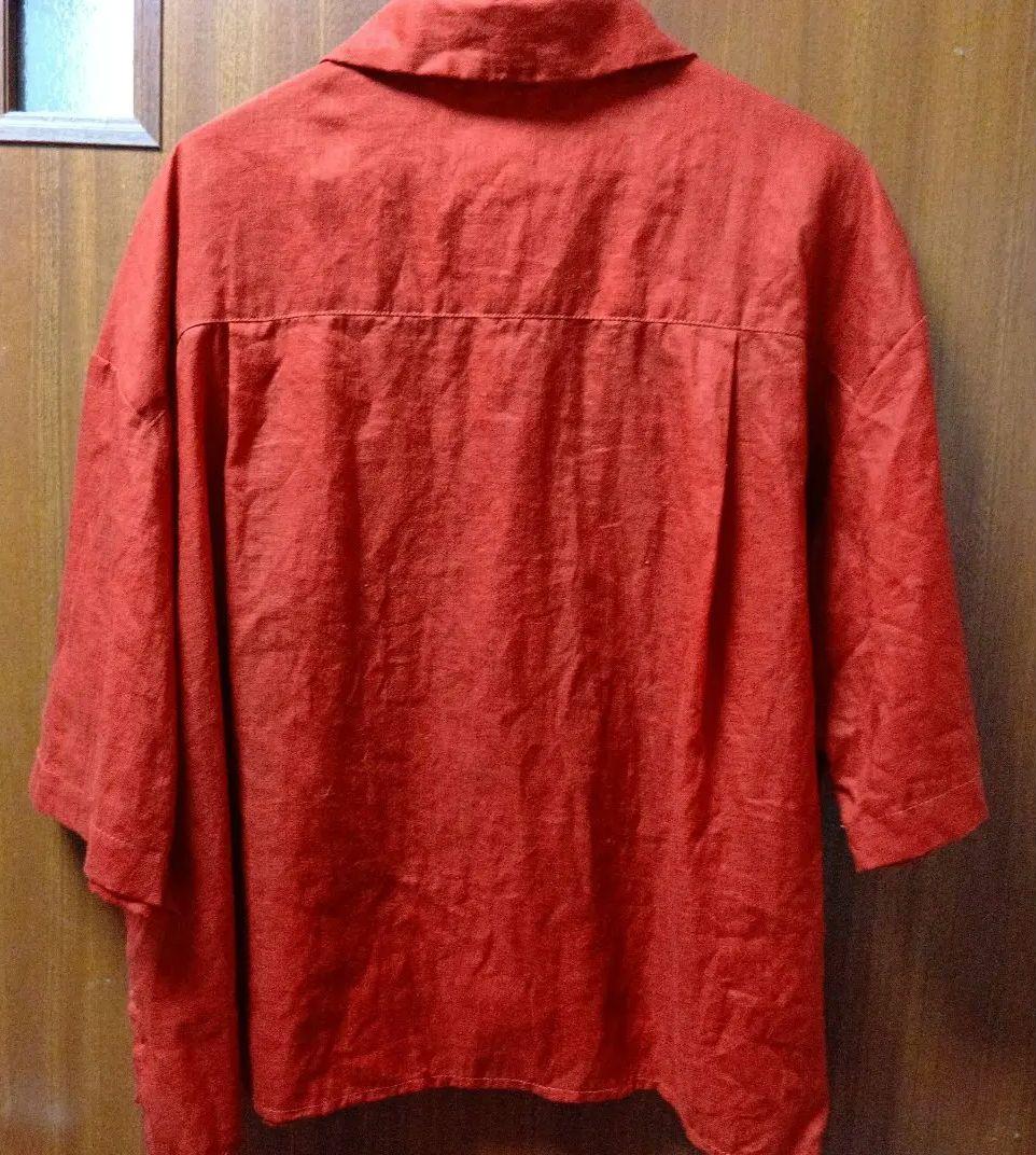 △○60sフレンチリネン ボーイ シャツ　アカ　ビュルデサボン