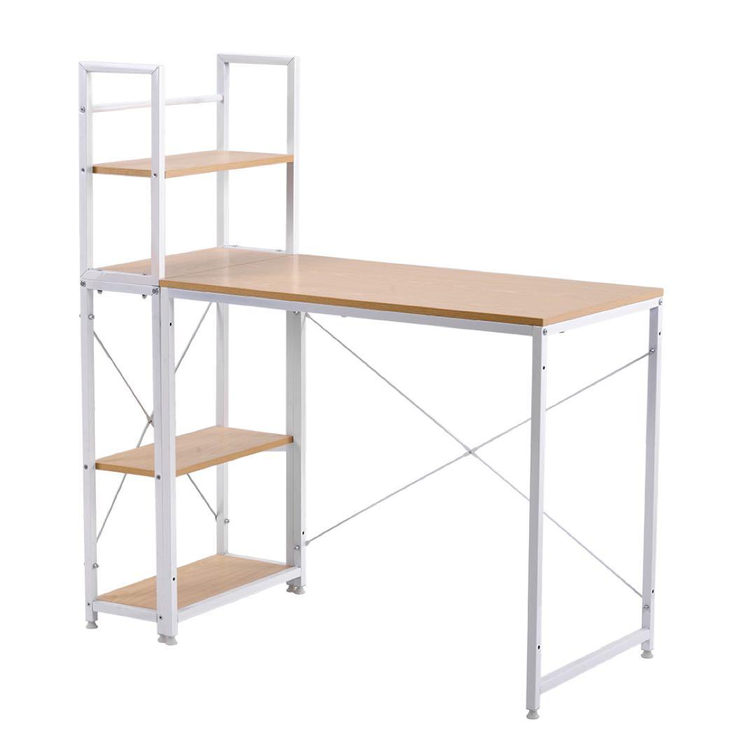 パソコンデスク ラック付き 分体調整可 ワークデスク木製 新品未開封 木色