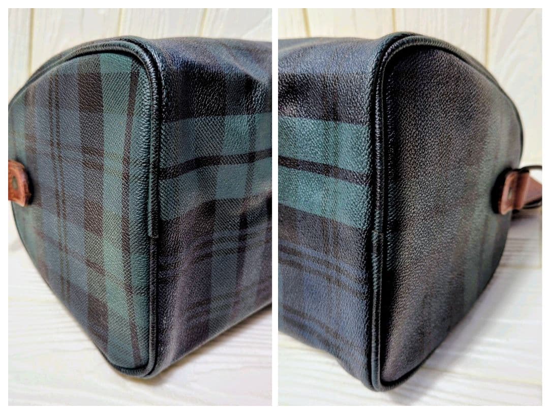 ポロラルフローレン　ミニボストンバッグ　チェック　ブラックウォッチ　PVC 　緑