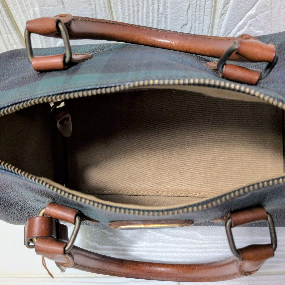 ポロラルフローレン　ミニボストンバッグ　チェック　ブラックウォッチ　PVC 　緑