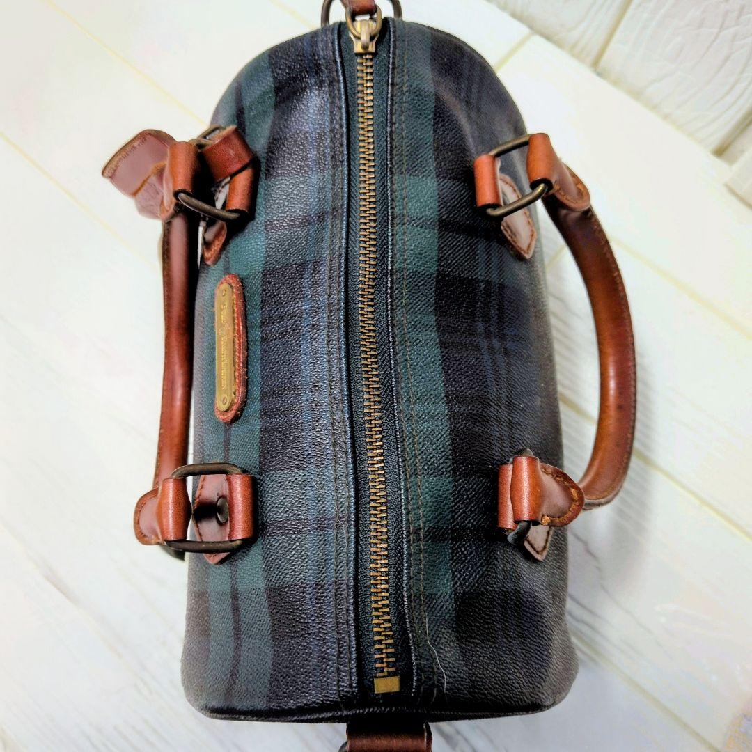 ポロラルフローレン　ミニボストンバッグ　チェック　ブラックウォッチ　PVC 　緑