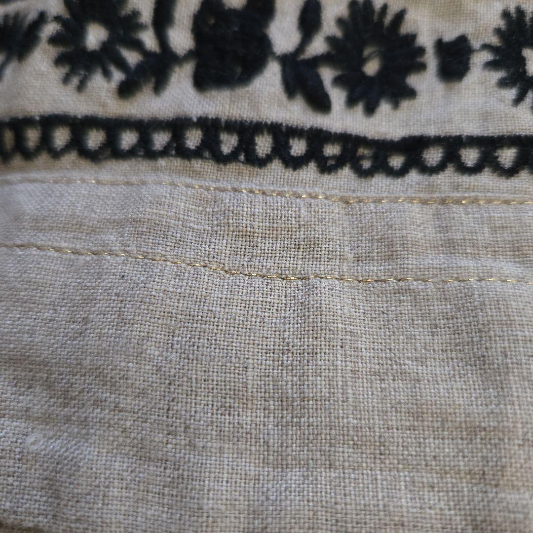 yukiemon ユキエモン リネン ピンタック 刺繍 ロング スカート M