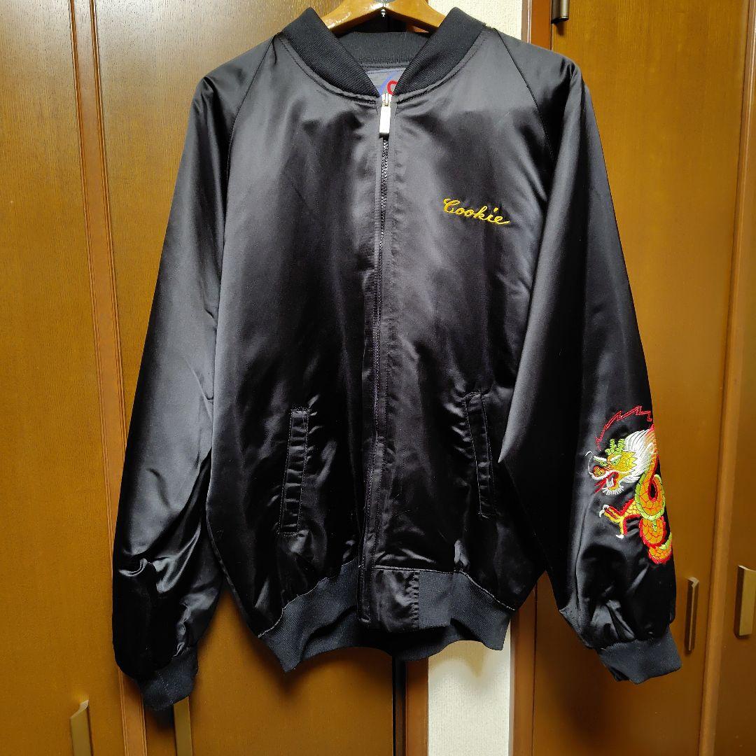 スーベニアジャケット　黒　JAPAN　星条旗　　龍　ベトジャンコリジャン　韓国製