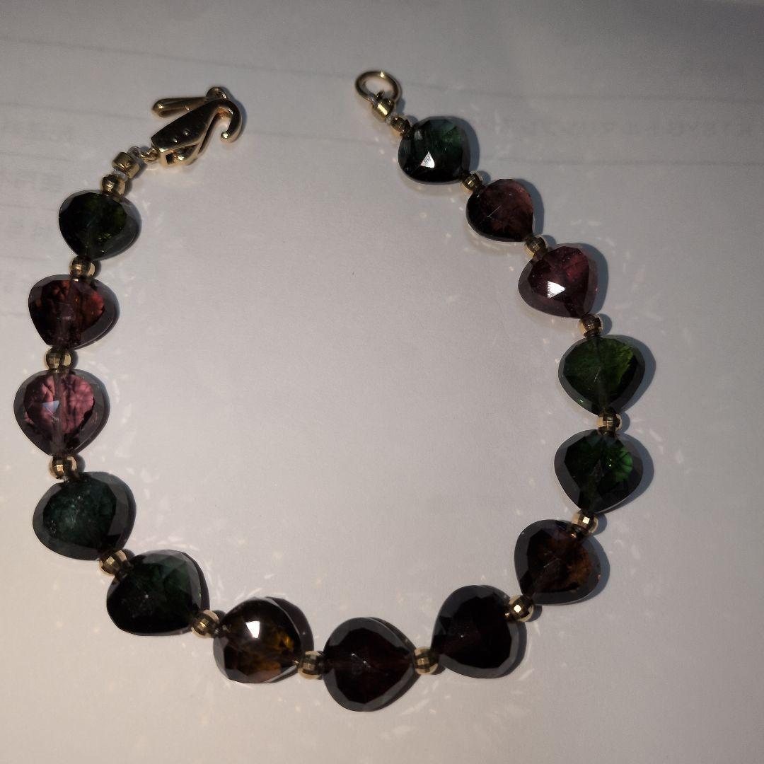 アンブローズ　トルマリン ハート型ビーズ ブレスレット