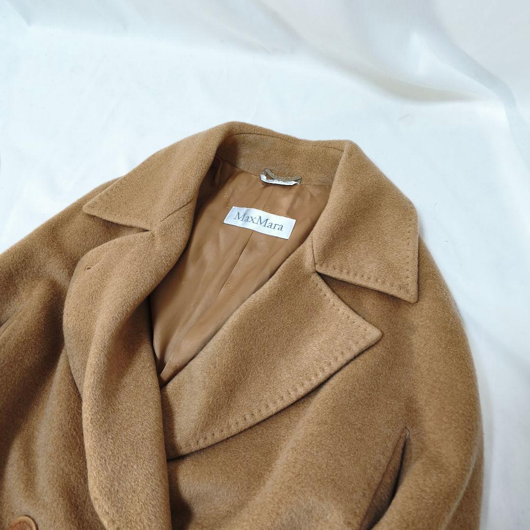 美品✨マックスマーラ 白タグ キャメル100% アイコンベルテッドコート