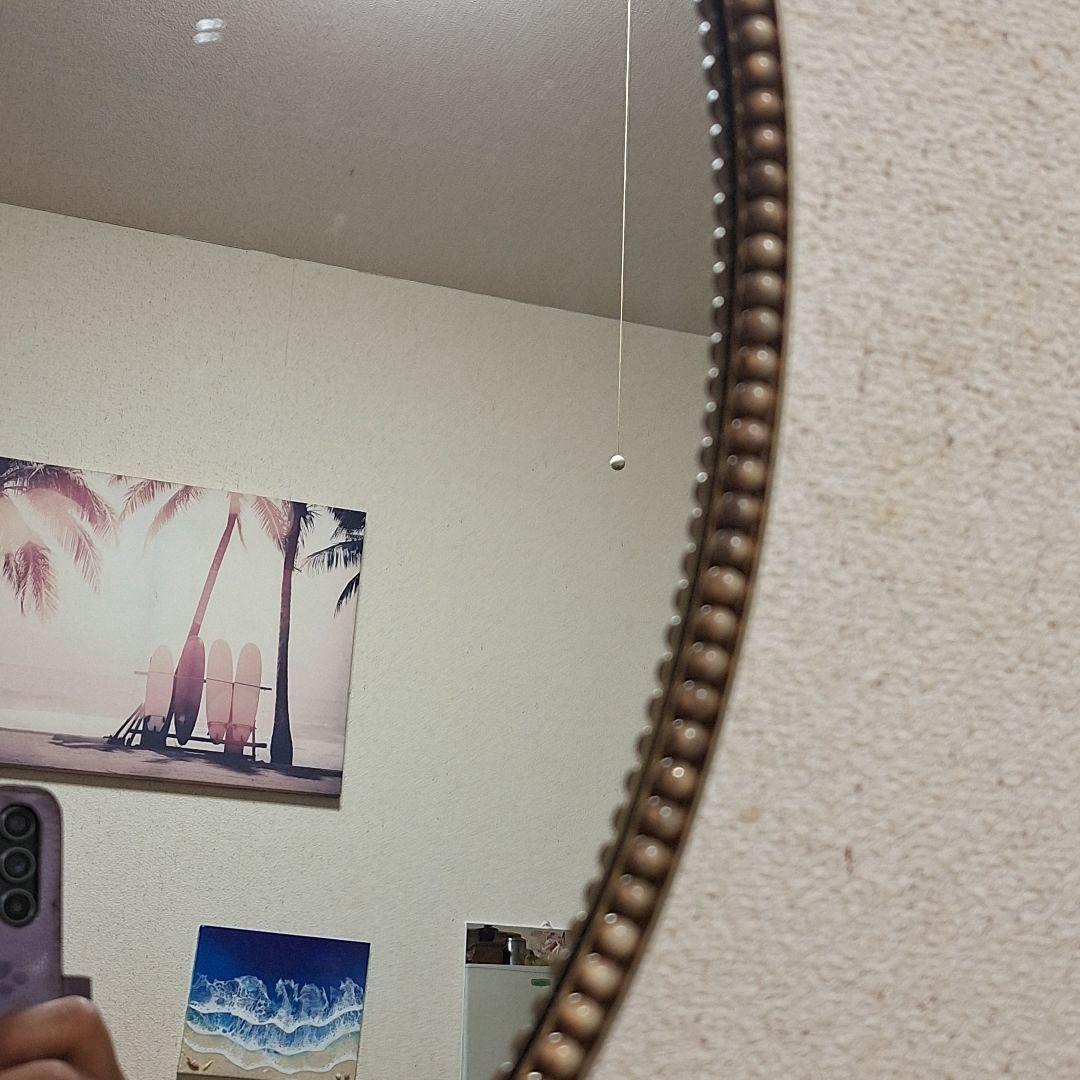 ビンテージ ミラー 鏡 アンティーク　ウォールミラー 壁掛け　真珠