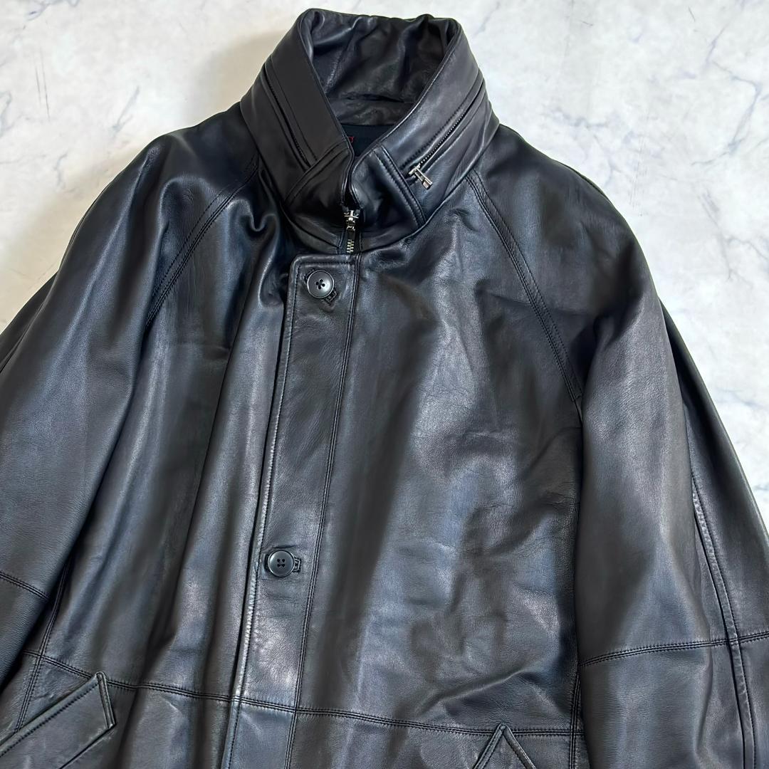 ダーバン 羊革 ラムレザー ステンカラーコート レザーコート 黒 XL tv3