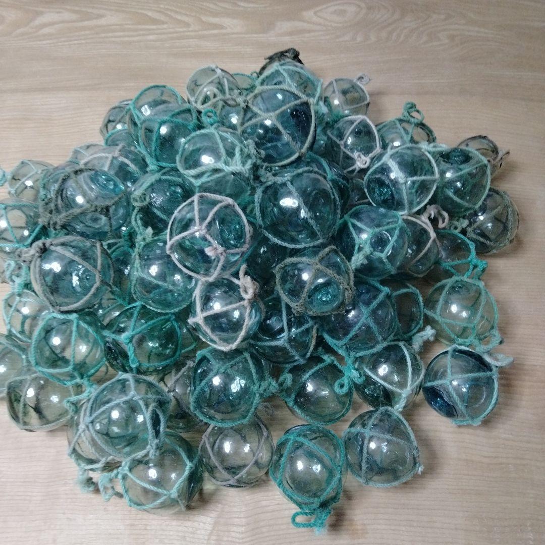 ガラス浮き球　浮き玉　９５個セット　網紐付き