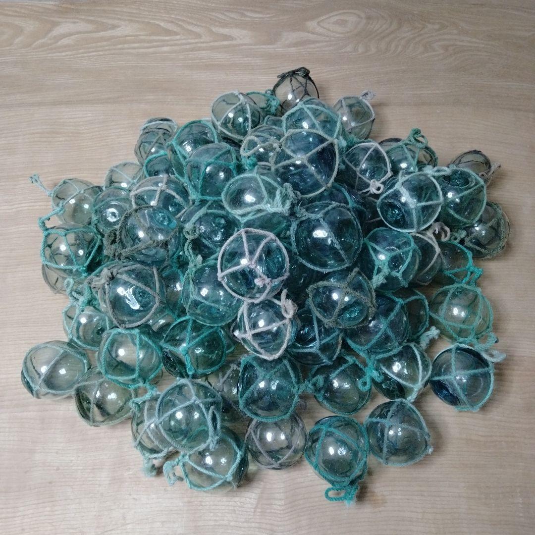 ガラス浮き球　浮き玉　９５個セット　網紐付き