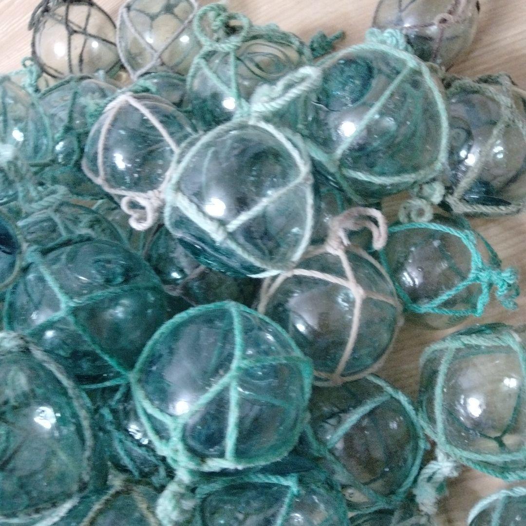 ガラス浮き球　浮き玉　９５個セット　網紐付き