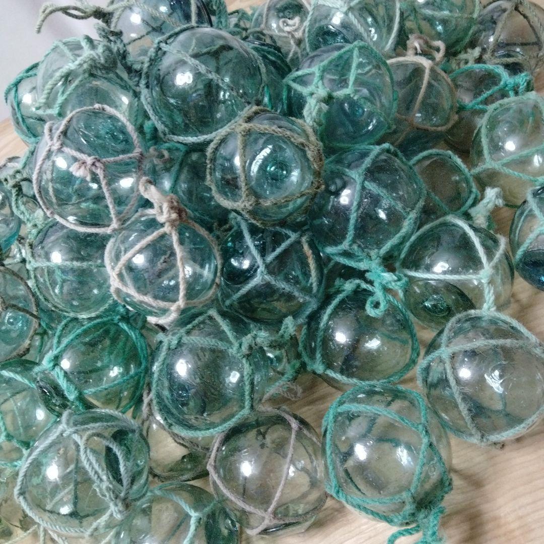 ガラス浮き球　浮き玉　９５個セット　網紐付き