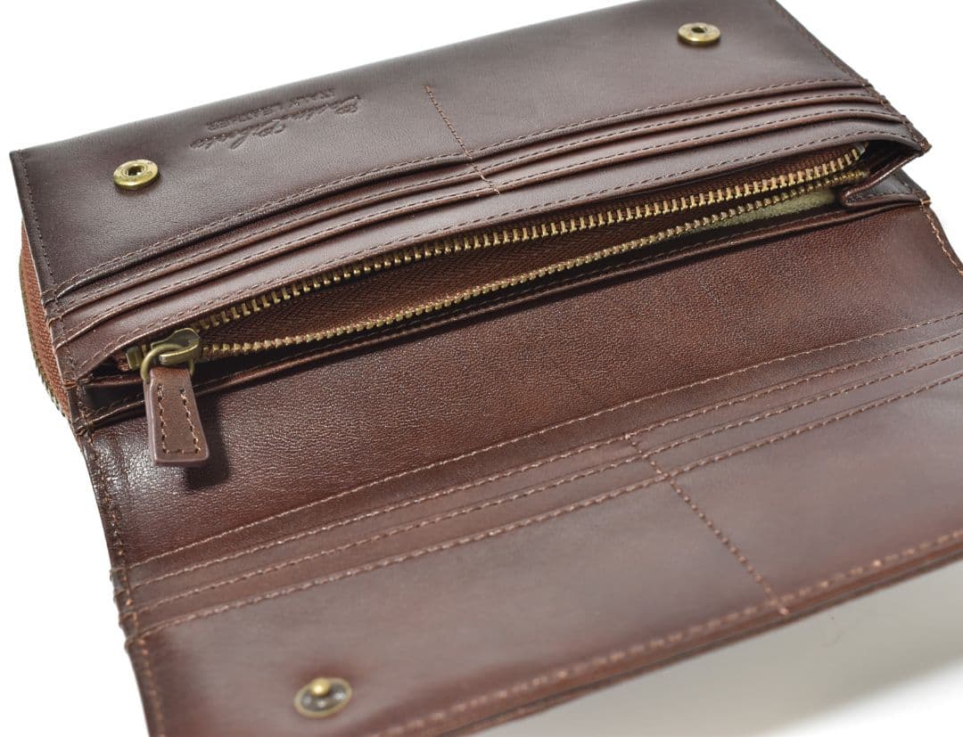 未使用 イタリアンレザー長財布 メンズ ブラウン系 コスタリベルタ 牛革 箱あり