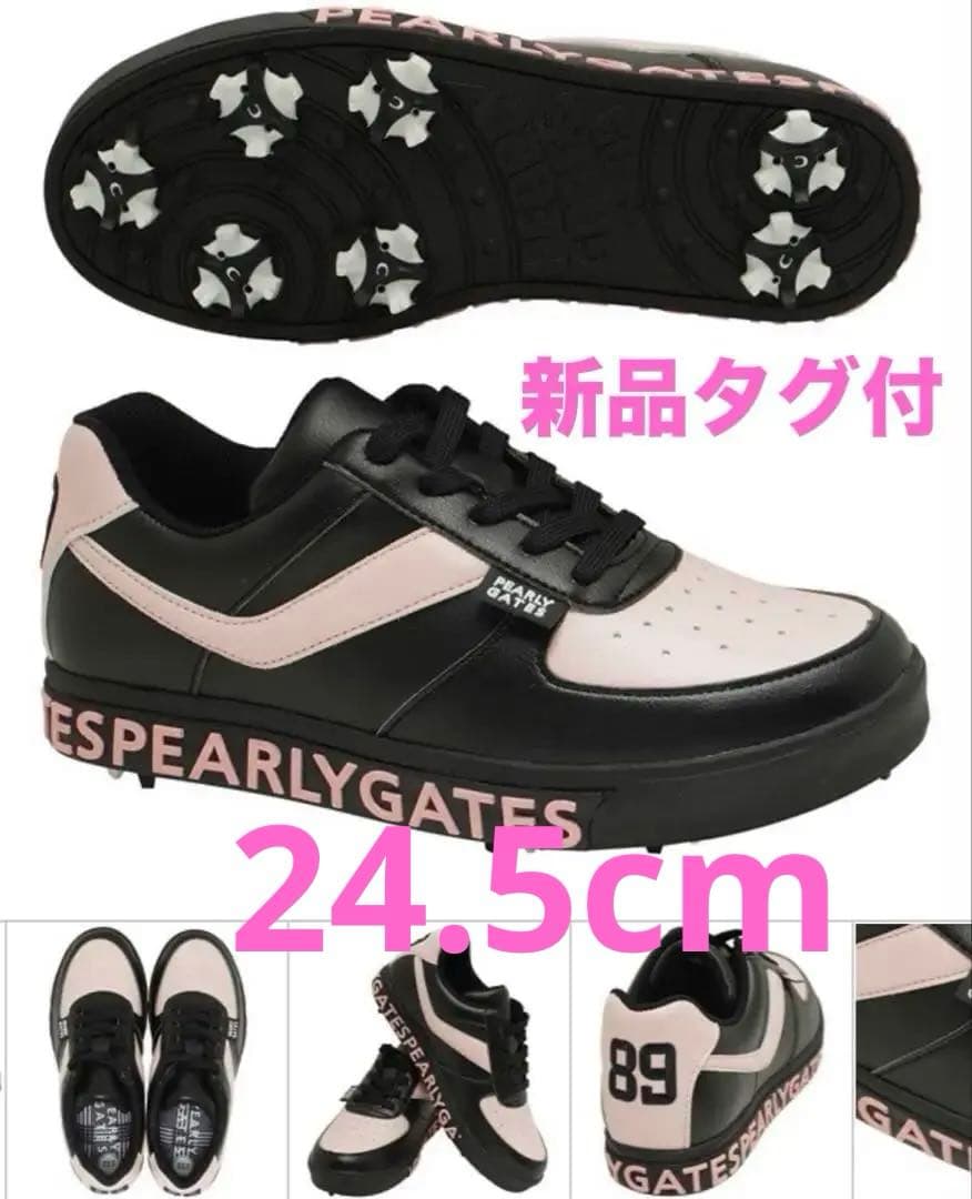 【新品】PEARLY GATES ピンク×ブラックネイビー シューズ 24.5