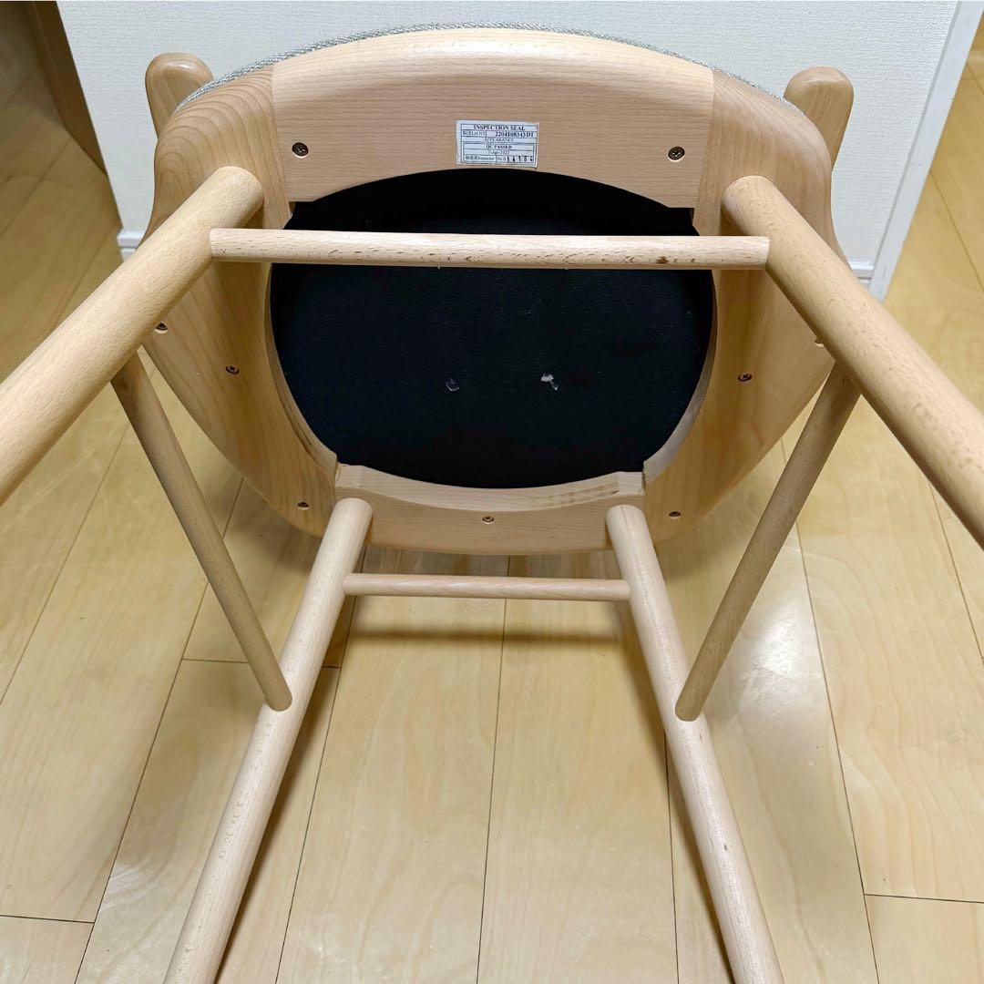 【美品】ニトリ無垢材 ダイニングチェア Nコレクション肘付き椅子 定価2.5万円