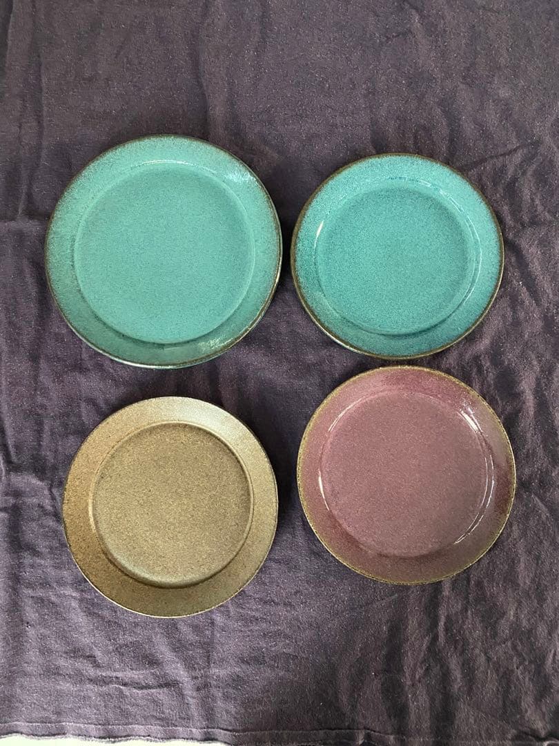 小澤基晴 リム平皿 7寸3枚 8寸1枚 翡翠 ゆかり ブロンズ 4枚セット