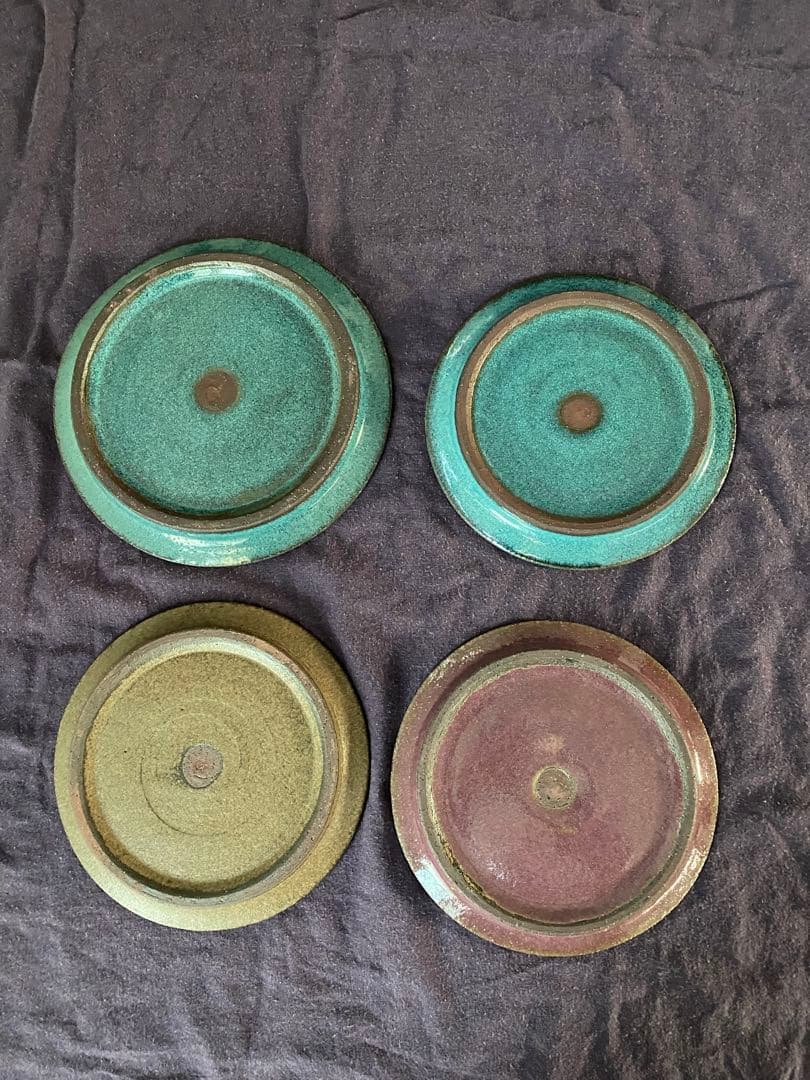 小澤基晴 リム平皿 7寸3枚 8寸1枚 翡翠 ゆかり ブロンズ 4枚セット